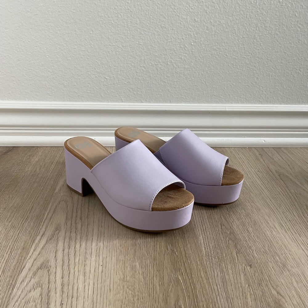 SO purple platform sandal heels